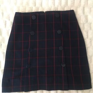 Navy Blue Plaid Women's Skirt